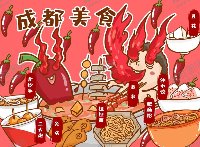 编号：91626704240905555458【酷图网】源文件下载-手绘美食手绘城市