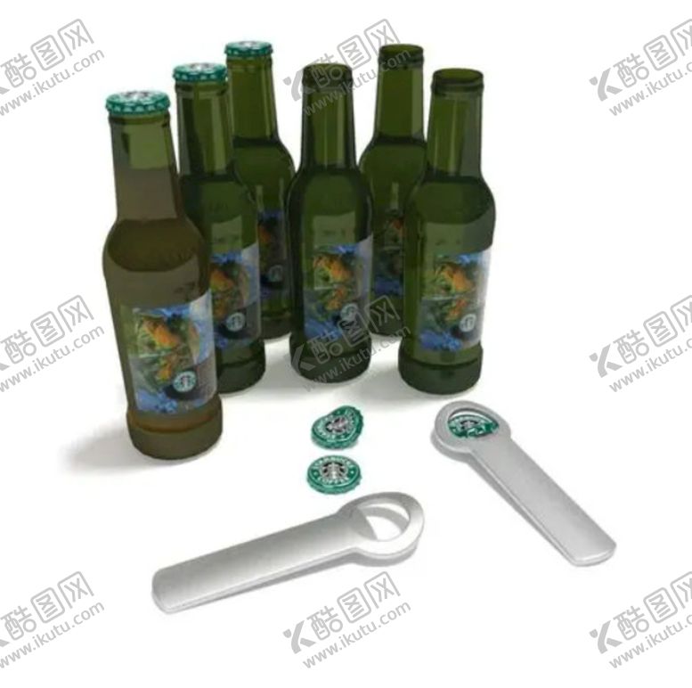 编号：75637001130916384823【酷图网】源文件下载-C4D模型啤酒瓶子