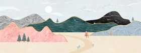 新中式岩石大理石纹山水装饰画