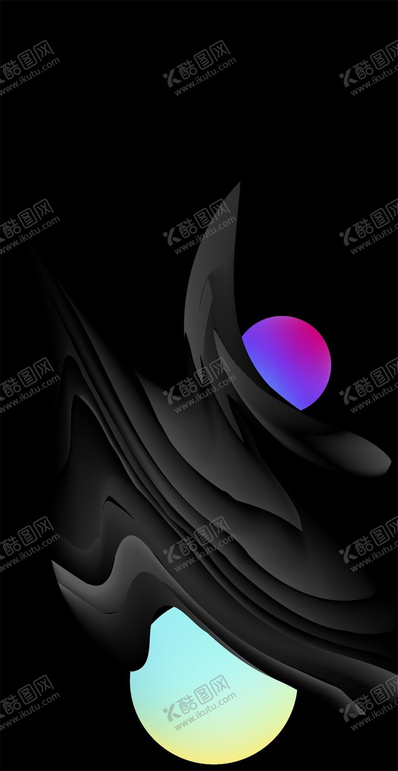 编号：83489506242049089269【酷图网】源文件下载-微立体图形几何黑色液体背景