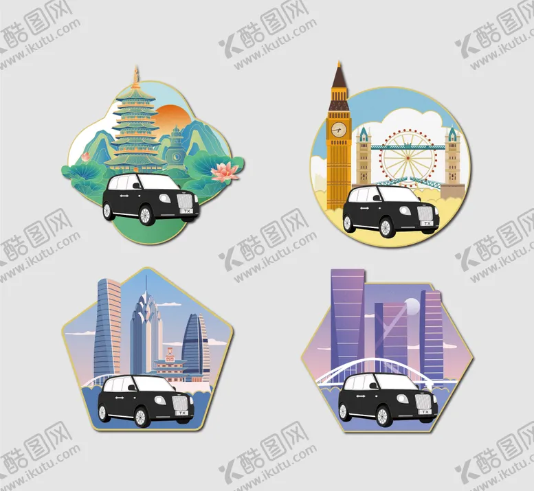 编号：60757711291025428608【酷图网】源文件下载-汽车城市冰箱贴