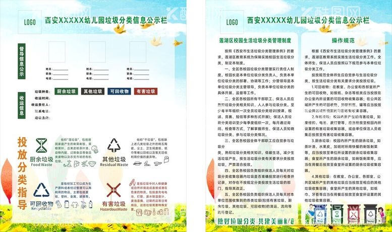 编号：74333212021547003089【酷图网】源文件下载-学校垃圾分类公示栏展板