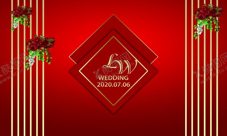 编号：97589309230854262084【酷图网】源文件下载-红金婚礼背景