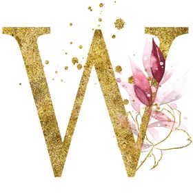 手绘水彩花卉英文字母logo