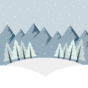 冬天背景卡通下雪雪地