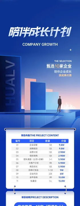 时尚蓝色企业培训海报长图