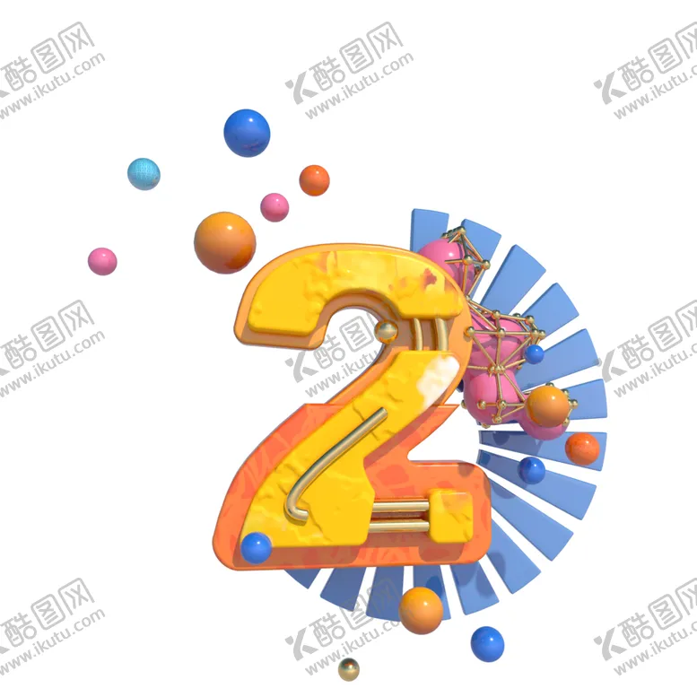 编号：64542206282337577793【酷图网】源文件下载-C4D三维数字2效果装饰图片