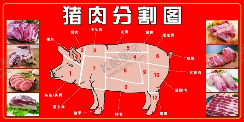 编号：45562706270846085591【酷图网】源文件下载-猪肉分割图