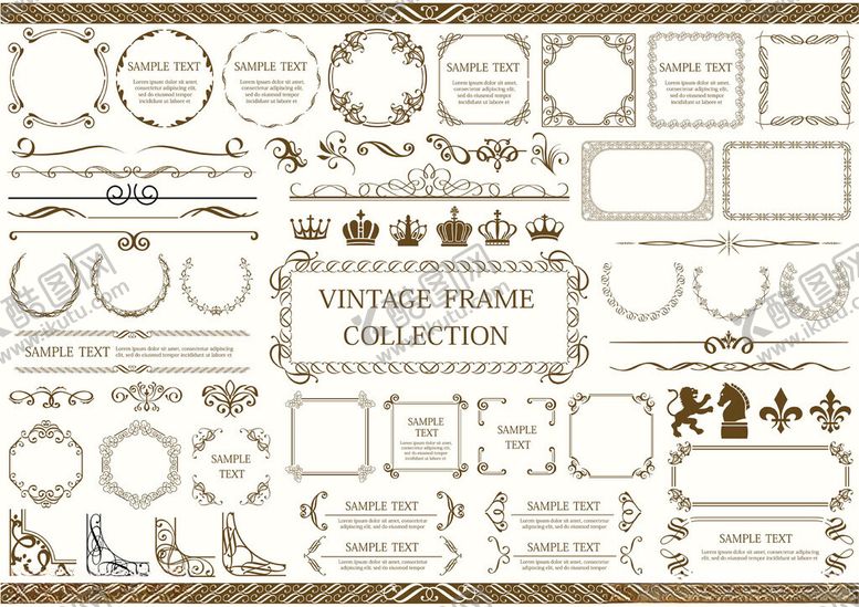 编号：60114704081434556292【酷图网】源文件下载-复古装饰边框图案集合