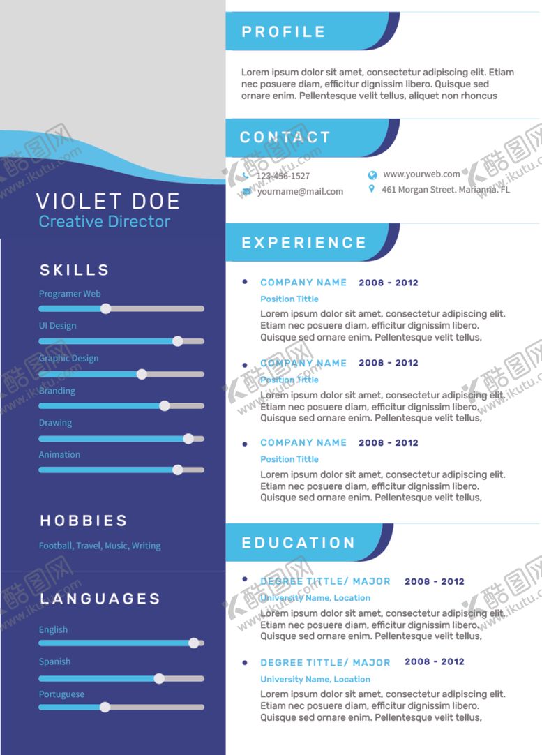编号：54064409201508088597【酷图网】源文件下载-简历模板设计