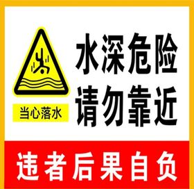 水深危險禁止游泳警示牌