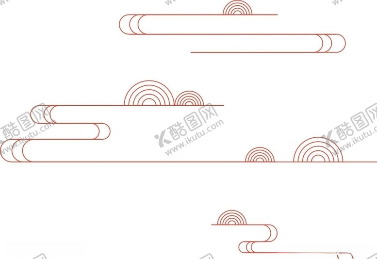 中国风红色细线祥云元素传统新
