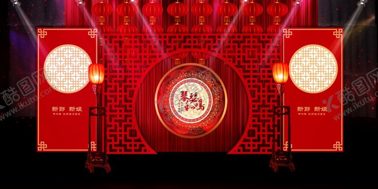 编号：18921107071551395181【酷图网】源文件下载-红色婚庆舞台背景红色舞台