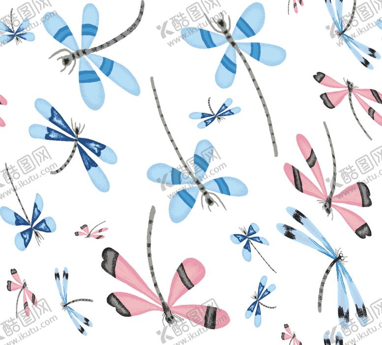 编号：82456310091025416173【酷图网】源文件下载-蜻蜓图案童装女装爆款花型
