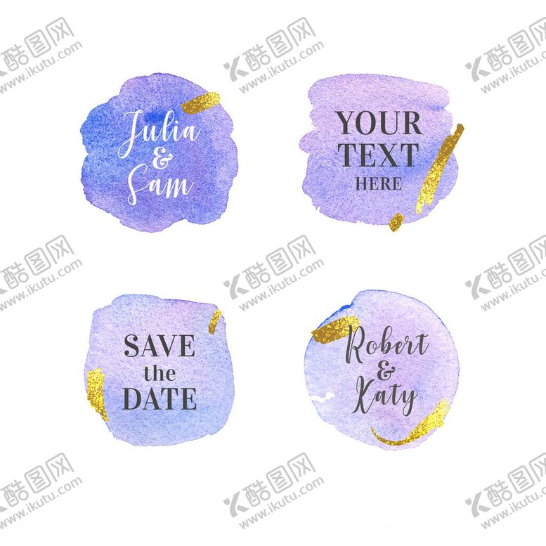 编号：98751304021403517819【酷图网】源文件下载-水彩风婚礼主题装饰卡片