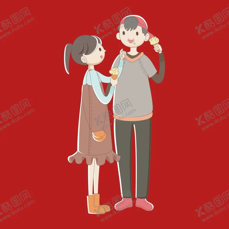 编号：71540402050342525088【酷图网】源文件下载-手绘情侣恋人