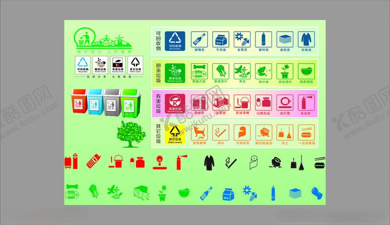 编号：25179911020538194785【酷图网】源文件下载-多彩垃圾卡通图案素材集合