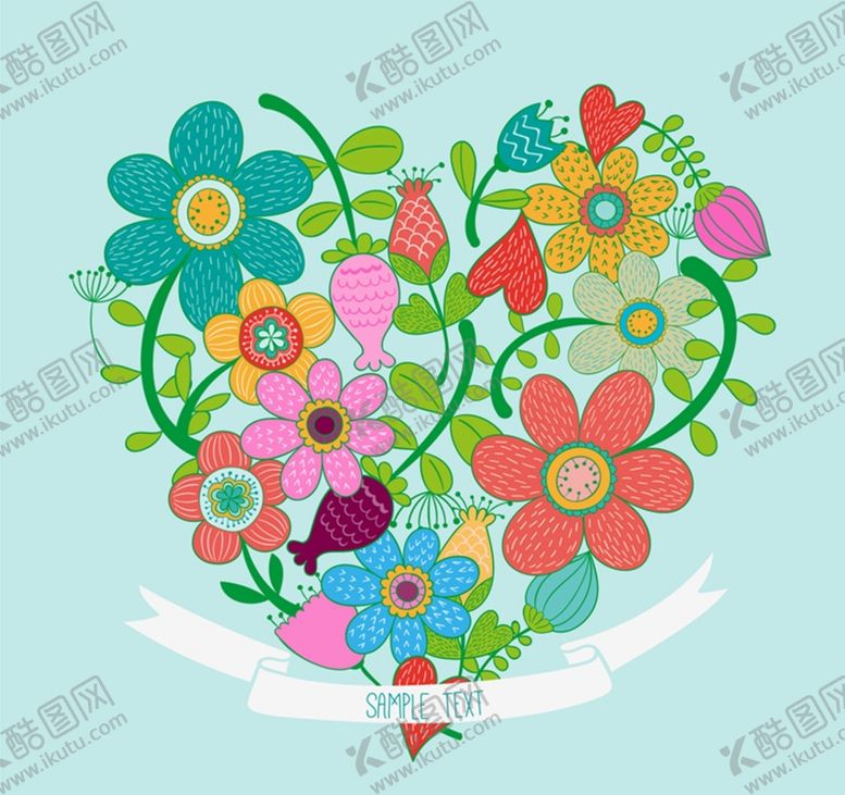 编号：91368910160847204131【酷图网】源文件下载-卡通花卉爱心
