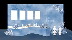 蓝色金色梦幻主题素材玫瑰分层