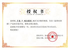 企业公司个人授权证书模板