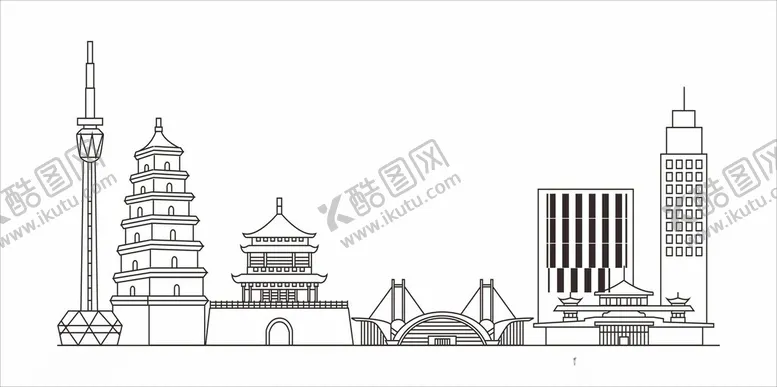编号：56563712050539422514【酷图网】源文件下载-庙宇寺庙建筑楼房剪影