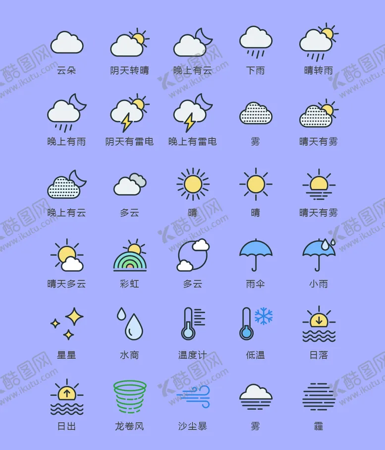 编号：70128509171056400428【酷图网】源文件下载-天气图标