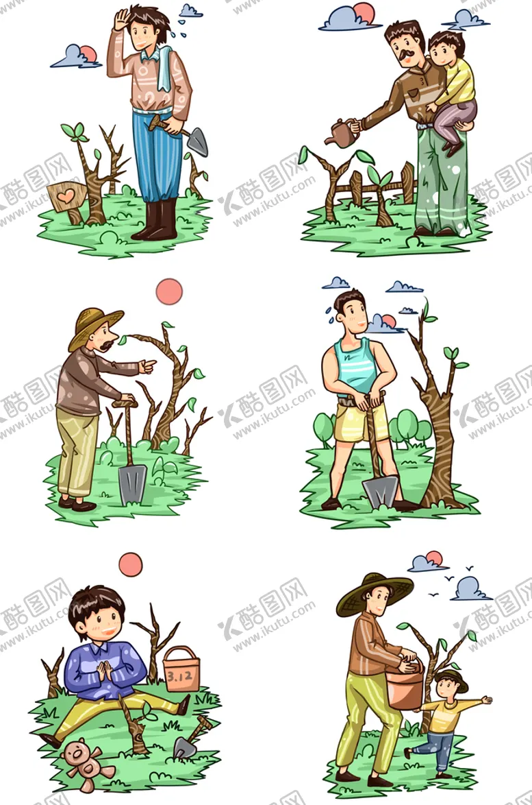 编号：24091309171420457658【酷图网】源文件下载-植树节人物插画合集
