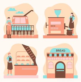 咖啡店相关场景插画