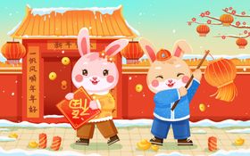 兔年2023春节大吉贺卡子
