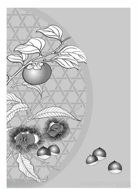 日本线描植物花卉矢量素材