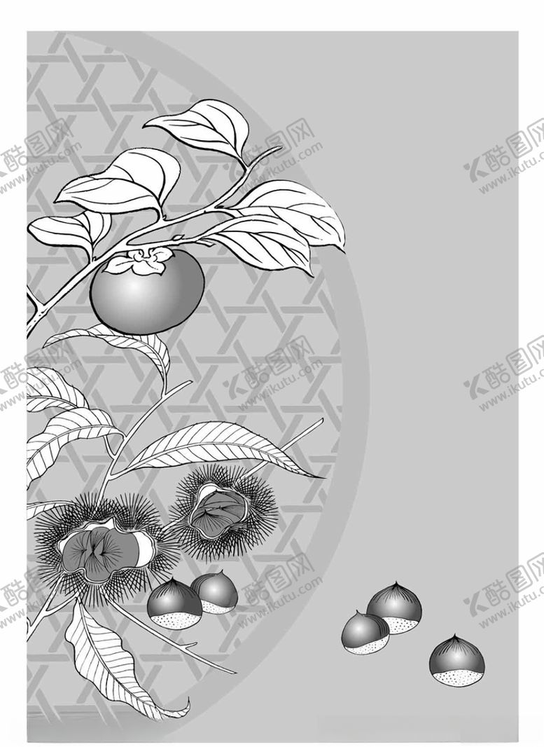 编号：80490109161629393083【酷图网】源文件下载-日本线描植物花卉矢量素材