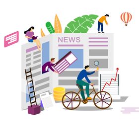 插画科技办公商务报纸人物