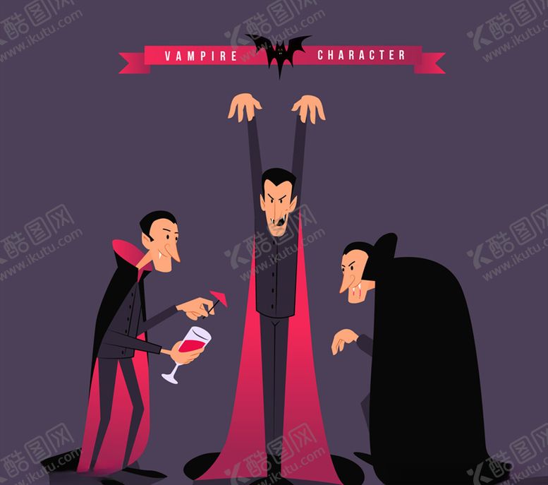 编号：61481810131240447410【酷图网】源文件下载-3个创意万圣节吸血鬼