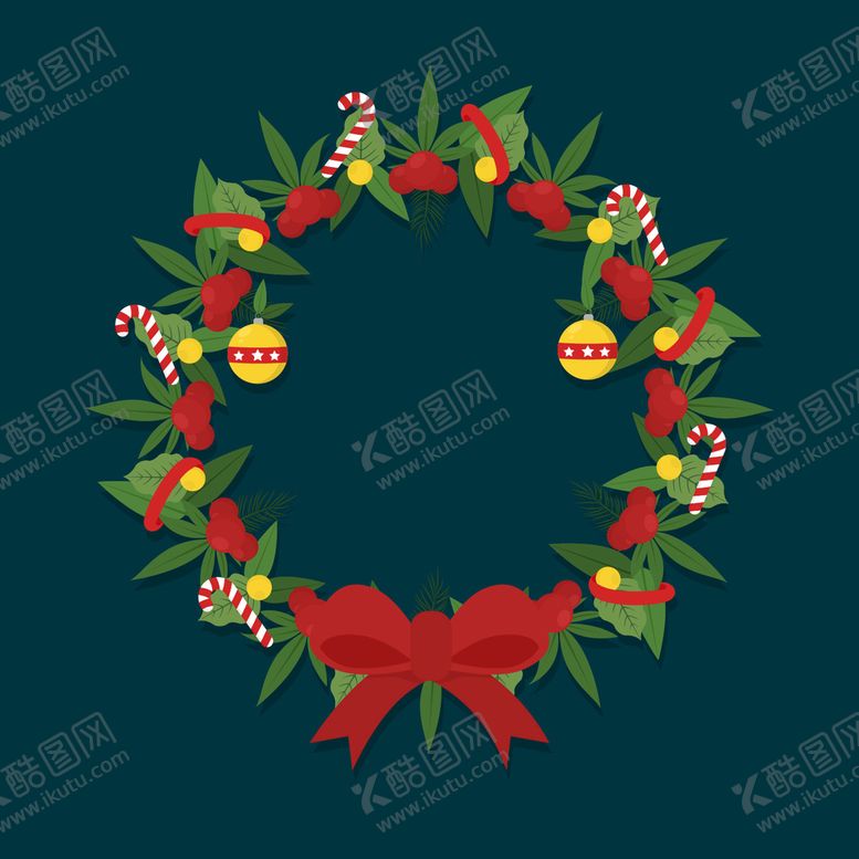 编号：93254709130402431902【酷图网】源文件下载-圣诞节花环 
