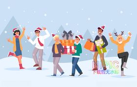 格式模板冬天滑雪人物下载时尚
