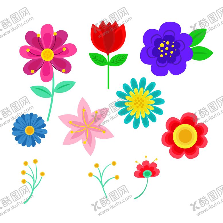编号：47681510021751541653【酷图网】源文件下载-各种花朵手绘 