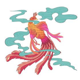国潮凤凰插画