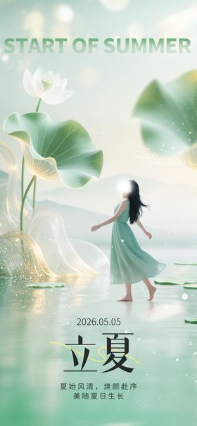 立夏时节少女漫步绿意间