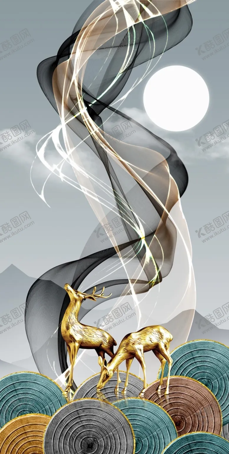 编号：14573609181438123274【酷图网】源文件下载-麋鹿装饰画