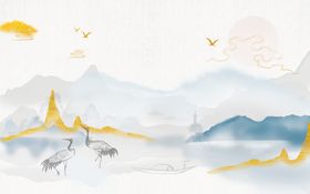 中国风背景书法展板画小清新展板
