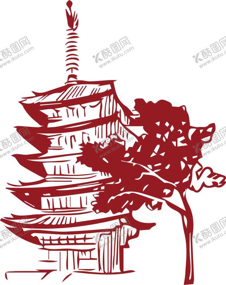 编号：31902609211146501246【酷图网】源文件下载-古塔线稿