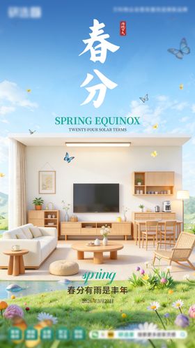 装修行业春分春季家装绿色装修海报