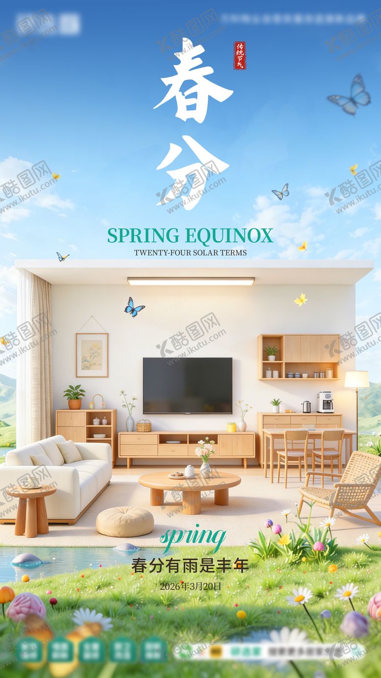 编号：72600303170202002483【酷图网】源文件下载-装修行业春分春季家装绿色装修海报