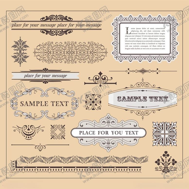 编号：70547104040521414066【酷图网】源文件下载-复古装饰性文字排版元素