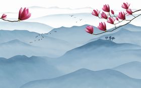 新中式山水背景墙