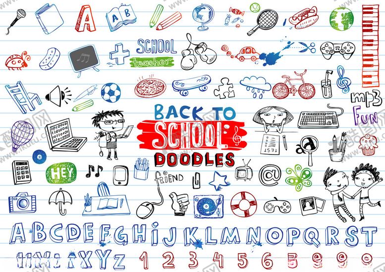 编号：52849311020438391799【酷图网】源文件下载-校园手绘风素材