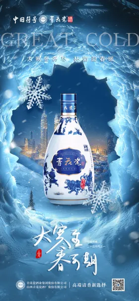 大寒节气海报青花二十四产品白酒