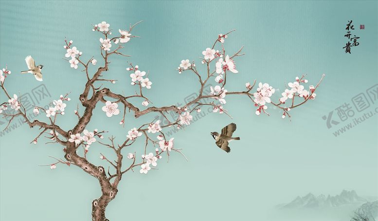 编号：65133005121400507894【酷图网】源文件下载-花鸟画梅花背景墙