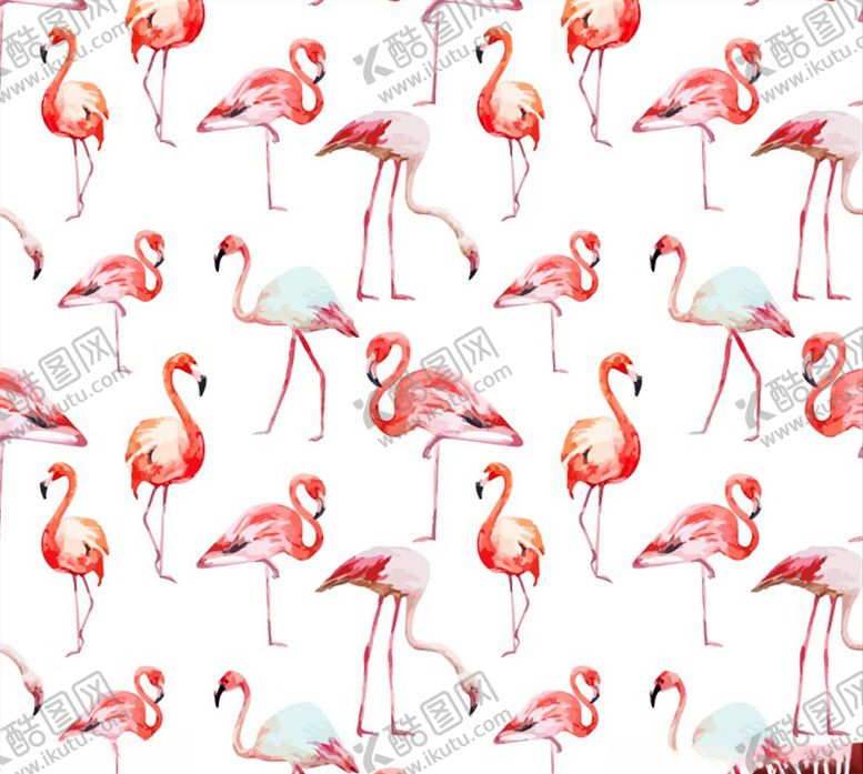 编号：17446309150441225888【酷图网】源文件下载-矢量火烈鸟无缝拼接