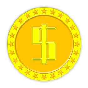五角星橙黄色塑料金币